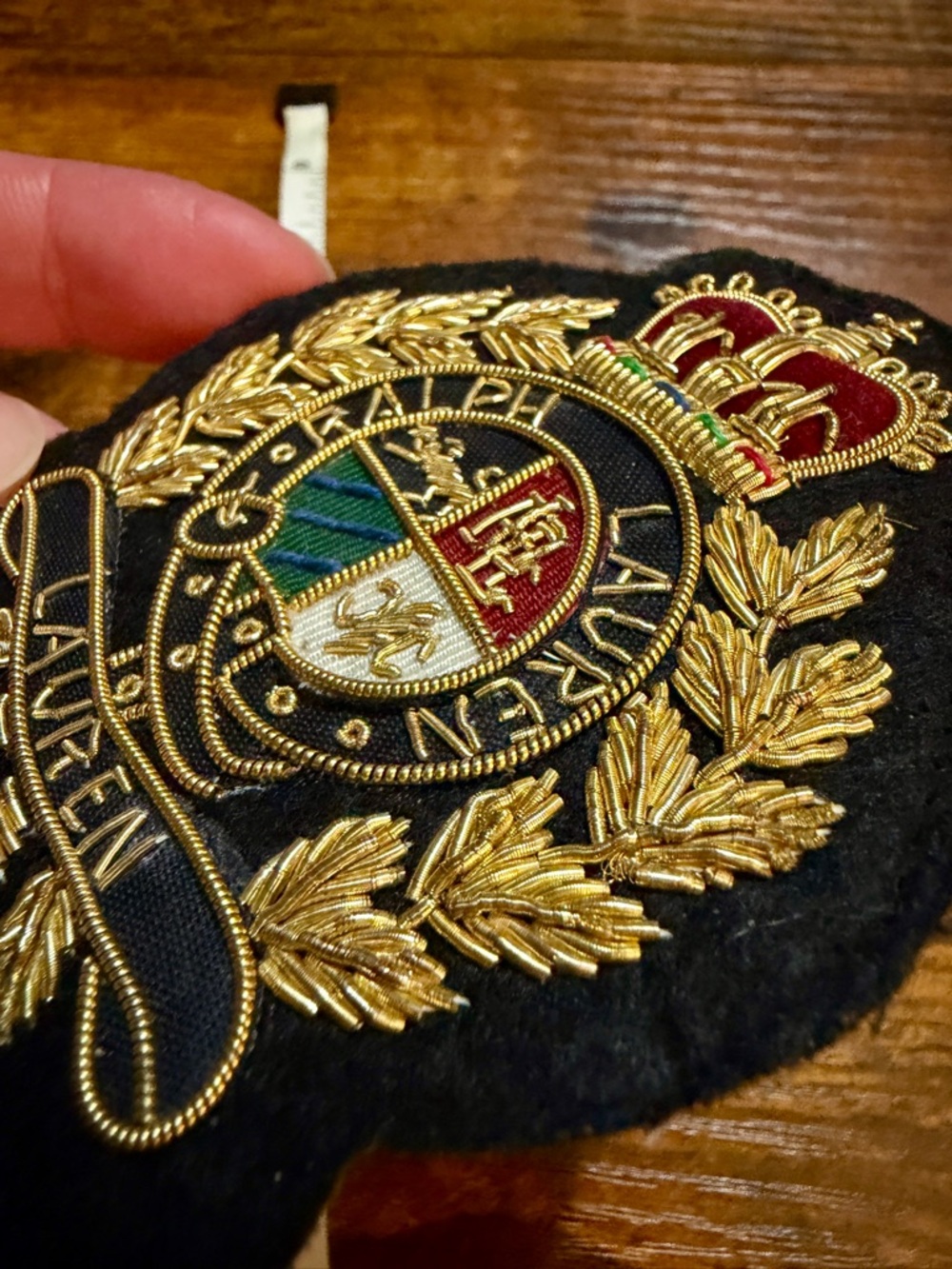 Ralph Lauren Embroidered Crest Patch - Black with Gold & Red Accents - Picture 3 of 3